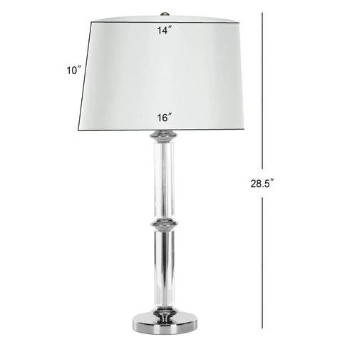 Vendome Modern Clear Glass 29 Inch Table Lamps with White Polyester Shades and Crystal Base