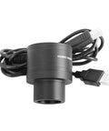 All-in-One Astronomy Eyepiece Camera With 2MP Telescope Imager In Metal Housing and USB cable shown in detail.