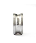 Heavy Duty Ball Bearing Roller Featuring Glides Like Fresh Butter V Groove Wheel. Side view of sturdy steel wheel for sliding gate casters.