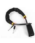 Heavy Duty Cable Steering Wheel Lock For Chevy Volt Bolt EUV Blazer EV wrapped in padded cloth with keys attached.