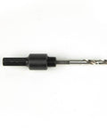 Klein Tools 31905 hole saw arbor with adapter, 3/8-inch, side view, black metal shaft