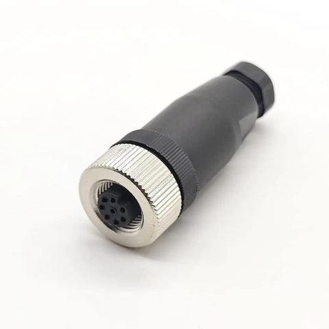 M12 8 Pin Female Industrial Circular Connector A Code Straight Field Wireable Sensor Adapter with Brass Gold Plated Contacts