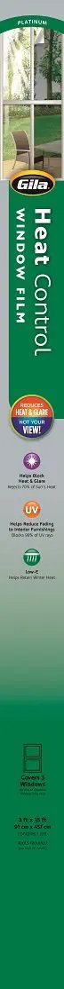 Heat Control Platinum Window Film For DIY Install Energy Saving Sun Blocking Tint That Slashes Heat Blocks 99 Percent UV Reduces Glare