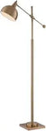 Cupola Floor Lamp In Brushed Brass Finish With On Off Rotary Switch On Shade, 57-Inch Tall And 25-Inch Wide, modern design.