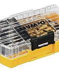 DeWalt 21-piece titanium nitride drill bit set in yellow and clear plastic case