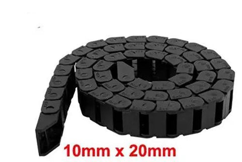 Black Plastic Wire Carrier Cable Drag Chain 1M Length For CNC, Internal 10x20mm, External 15x27mm, 11mm Max Outer Diameter