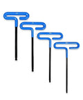 Heavy Duty T Handle Hex Key Set With Non Slip Rubber Grip For Tight Spots Includes Size 10mm Ball End Wrenches Essential Tool Kit For Cars And Mechanical Repair Jobs That Need A Durable Wrench To Get The Job Done Right. blue t-handle hex keys 5/16 to 4mm, black steel shafts