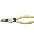 Glow In The Dark 8 Inch Long Nose Pliers With Hi Vis Grips For Reach And Leverage Heavy Duty Needle Nose Pliers For Tight Spaces