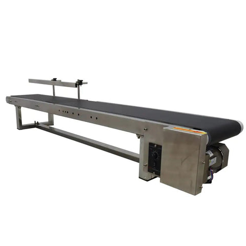Desktop PVC Conveyor Belt System With Adjustable Speed For Industrial Transport Guardrail 59 Inch Long And 7.8 Inch Wide Black Belt 110V Stainless Steel Frame Pro Grade Heavy Duty Anti Wear Heat Oil Resistant