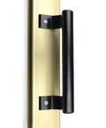 Two Piece 8 Inch Aluminum Alloy Sliding Door Handle Set, Modern Black Metal Pulls For Balconies, Easy Grip Oval Design installed