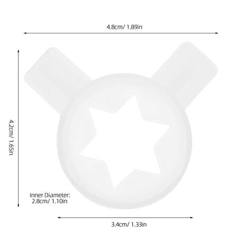 Six Point Star Ice Cream Nozzle Replacement For Soft Serve Machines Hexagon Shaping Tip shown with measurements