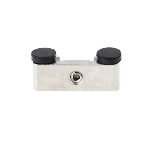 Front view of heavy duty fixed block for MGN12 linear guide rail with anti trip and anti collision features silver aluminum positioning ring