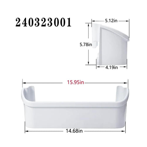 Refrigerator Door Bin Replacement 15.95 Inch Long Fits Frigidaire Kenmore Side Door Shelf dimensions listed