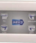 Control panel for DF Control Toilet Kit For Marine Heads 58029-1000 Replacement Parts, showing flush options and Jabsco branding.