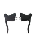 Ergonomic Forged Aluminum Drop Handlebar Brake Levers Set For Road And Fixie Bikes With Quick Release, Black with Silver Lever