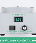 Electric Bench Sander And Knife Sharpener With Variable Speed 0 To 2000Rpm control panel showing voltage display and speed knob.