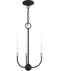 Three Light Black Chandelier With Brushed Nickel Accents From The Lucerne Collection Delivers Dope Modern Vibe With A Curvilinear Steel Frame In Black Finish