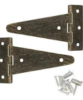 Heavy Duty Flat T Hinge Rock Solid Bronze Finish Galvanized Steel Wooden Box And Wine Crate Barn Door Hardware set with screws.