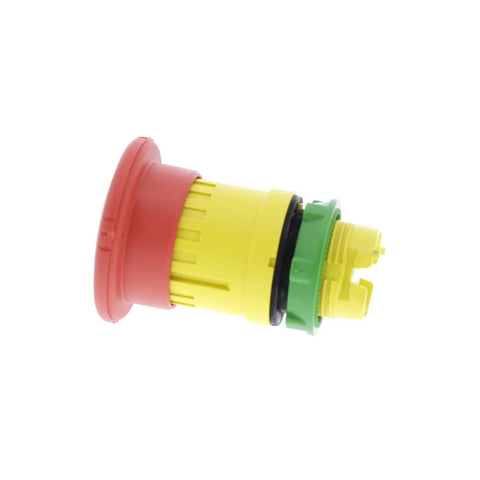 Side view of Emergency Stop Push Button Head 40mm Red Mushroom For Harmony X85 22mm Push Button with visible mechanical latching