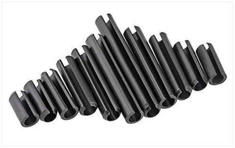 360 Piece Steel Split Spring Dowel And Roll Pin Assortment Kit For Metalworking M1.5 Through M6 Sizes with visible steel pins