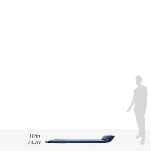 Self-Inflating Sleeping Pad With Pillow For Camping, Lightweight Portable Camp Pad With Extra Support, side view with dimensions