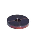 Front view of waterjet backup ring for cutting head, round metal disc with central hole