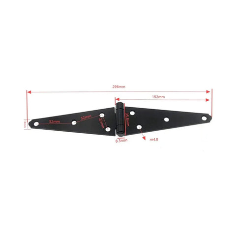 Black hinge with dimensions for Beefy Heavy Duty Strap Concealed Door Hinges Set, 2 Pack Black Hinge With Screws, Rotating Design