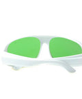Premium Laser Safety Shades Built Damn Tough For 635Nm 808Nm And 980Nm High Power Diode Lasers, green lens, white frame.