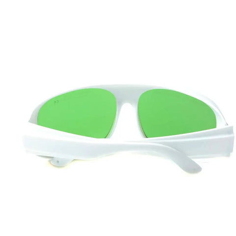 Premium Laser Safety Shades Built Damn Tough For 635Nm 808Nm And 980Nm High Power Diode Lasers, green lens, white frame.