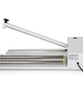 GfaZxds 2 In 1 Hand Wrapping Machine With Heat Gun And Shrink Film For Food, Book, And Box Packaging Featuring Simultaneous Sealing And Cutting Design With Adjustable Temperature Control To Boost Workflow Efficiency side view of the sealing machine