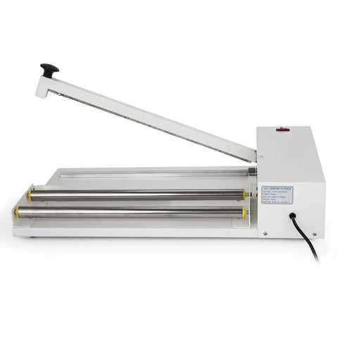 GfaZxds 2 In 1 Hand Wrapping Machine With Heat Gun And Shrink Film For Food, Book, And Box Packaging Featuring Simultaneous Sealing And Cutting Design With Adjustable Temperature Control To Boost Workflow Efficiency side view of the sealing machine