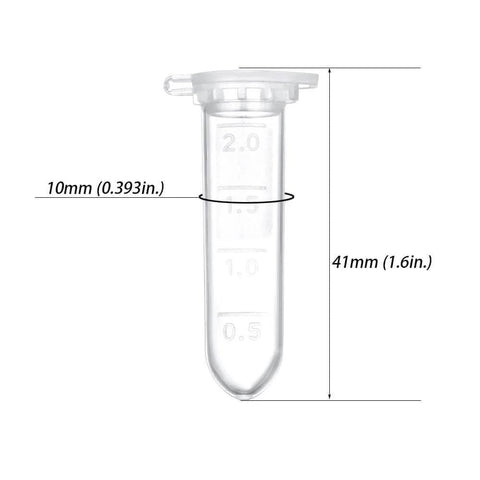 2ml transparent plastic microcentrifuge tube with cap and measurement marks