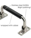 Stainless Steel Folding Cabinet Handle 4 Inch 90 Degree Pull With Rubber Grip Bright Polished SUS304 Silver Hole Center 1.65 Inches Includes 4 M4 Screws