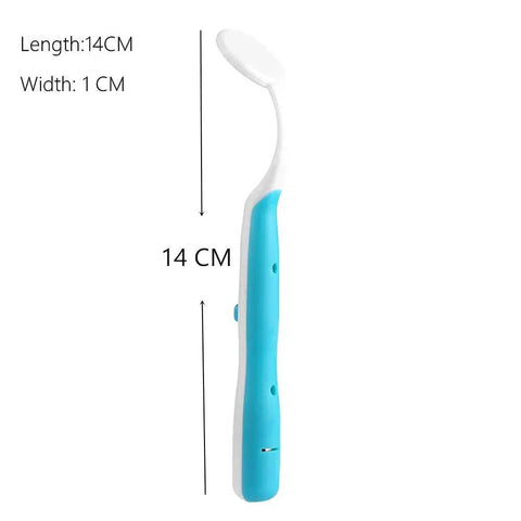 Two Pack LED Lighted Dental Mirrors For Self Check And Oral Care With Anti Fog Curved Angle Design, 14 cm ABS handle