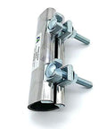 Stainless steel one-piece two-bolt pipe repair clamp, 1-1/4 x 6 in, Amazon brand