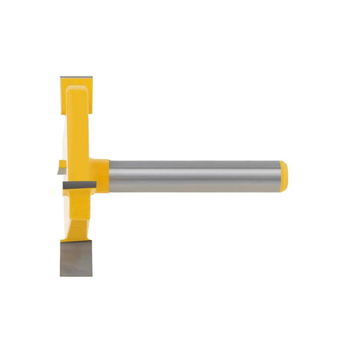 Side view of Beast Pro Grade CNC Spoilboard Surfacing Router Bit For Woodworking, 1/4 inch shank, anti kickback steel design.