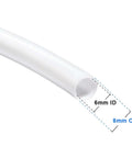 PTFE Teflon Tubing 6mm ID X 8mm OD White Translucent Hose for Bowden 3D Printer, detailed view of tubing dimensions.