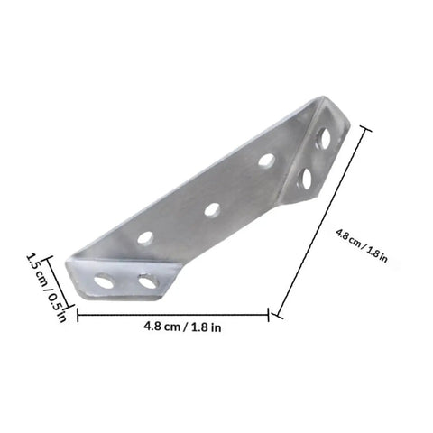 Heavy Duty Stainless Steel Corner Brace Angles For Wood Furniture 6 Pack Right Angle Brackets with dimensions illustrated