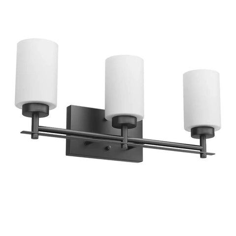 Black Vintage Vanity Light For Bathroom Industrial Wall Fixture Over Mirror With E26 US Socket Not Included Bulbs Old School Cool Easy Install And Durable Vanity Lighting, featuring black iron frame and three milky white glass shades