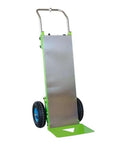 Kick Back And Roll Easy With This Badass 250KG Electric Stair Climber Hand Truck Powered By A Mighty 850W Motor For Serious Tool Lifting And Heavy Hauling with green frame and large wheels.