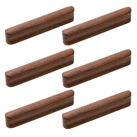 Walnut Wood Drawer Pulls Set Six Pack 5.04 Inch Length With Rounded Edge For Cabinets Dressers Wardrobes Cupboards And Other Furniture
