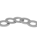 Five Beduan 1/4 in ID x 1/2 in OD stainless steel flat washers, plain finish