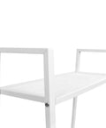 Four Tier Ladder Bookcase Storage Shelf With Industrial Metal Frame White Finish showing top shelf detail