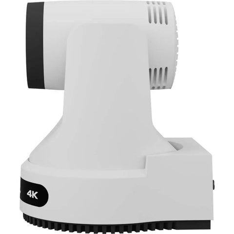Straight Fire Bundle Featuring Five 4K PTZ Cameras With 20x Optical Zoom And SDI HDMI USB IP Support Plus One Smooth Joystick Controller And Five White Wall Mounts For Streamers side view of a white 4K PTZ camera.