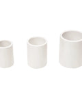 5 Pack One Point Five Inch PVC Pipe Coupling Adapters For Joining Two Pipes Of The Same Diameter Socket End Fittings Lightweight Non Toxic Easy To Install Requires Primer And Cement Perfect For DIY Home Plumbing Hacks. White PVC coupling adapters in three sizes