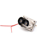 Heavy Duty High Voltage Safety Lock Connector 2 Pin Plug And Socket 125 Amp Rated right angle metal housing, IP67 sealed.