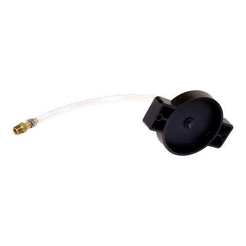 Universal 2 Quart Power Brake Bleeder Kit hose with round black adapter for pressurized brake flushing system.