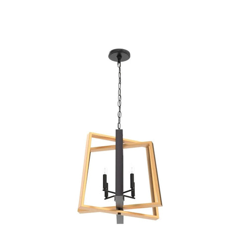Black And Gold Farmhouse Pendant Light With Free Swinging Arms, Modern 20 Inch Wide Chandelier, 4 Matte Iron Candle Lights, Vintage Style Ceiling Fixture