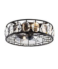 Boss Level Vintage Industrial Fandelier Ceiling Fan With Bright Lighting, 18 Inch Low Profile Flush Mount With Remote, Sturdy Black Metal Build For Living Spaces, Dual Direction Spins And Major Cool Factor.