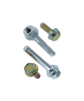 Rear Disc Brake Caliper Pin Kit For Toyota RAV4 Camry ES350 2006 2007 2008 2009 2010 2011 2012 2 Pack Go To Replacement Pins For Reliable Caliper Action And Easy Mounting, showing two silver pins with threaded ends and two gold bolts, top view